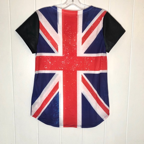 Nylon Apparel Union Jack Faux leather sleeves tee - Picture 3 of 5
